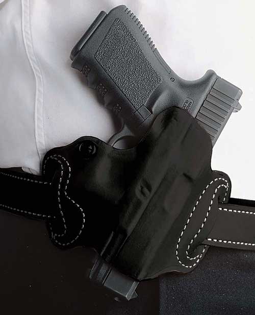 DESANTIS Mini SLIDE Holster - OWB LH Leather S/A HELLCAT Black