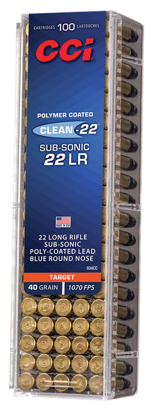 CCI 934CC Clean-22 Subsonic .22 LR 40gr Lead Round Nose 100 Per Box/50 Case