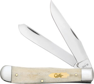 Case 11020 Trapper Folding Clip Point/Spey Plain Mirror Polished Tru-Sharp SS Blade, Smooth Natural Bone Handle