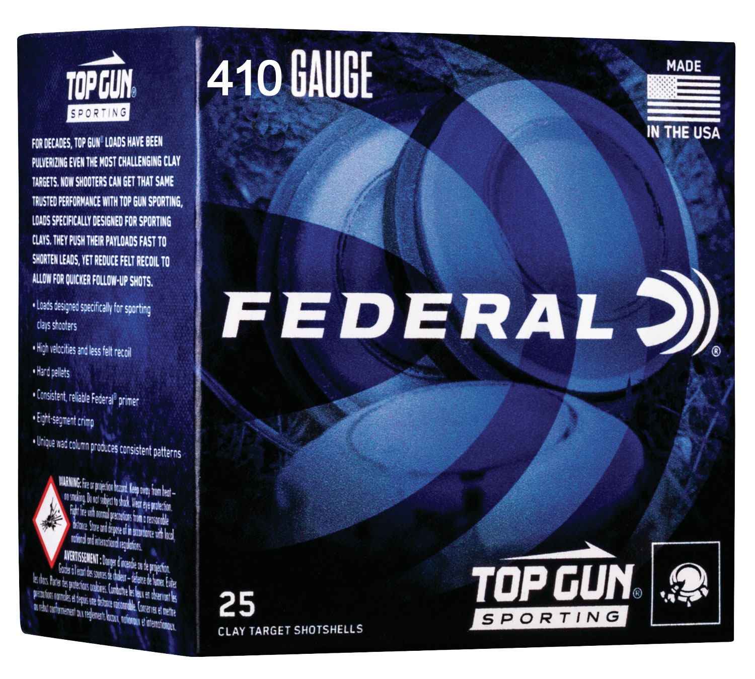 Federal TGS4121475 Top Gun 410Gauge 2.50" 1/2oz 7.5Shot 25 Per Box/10 Case