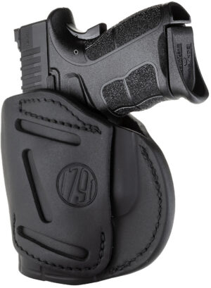 1791 Gunleather 4WH4SBLR 4-Way IWB/OWB Size 04 Stealth Black Leather Belt Clip Compatible w/Glock 26/Springfield XD/XDS/S&W M&P Shield Plus Right Hand