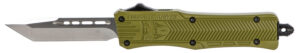 CobraTec Knives SODCTK1STNS CTK-1 Small 2.75" OTF Tanto Plain D2 Steel Blade/OD Green Aluminum Handle Features Glass Breaker Includes Pocket Clip
