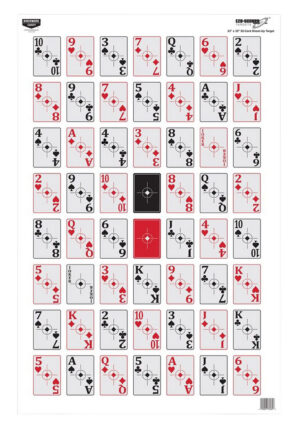 Birchwood Casey 37028 EZE-Scorer Playing Cards Paper Hanging 23" x 35" Black/Red 100 Per Pkg