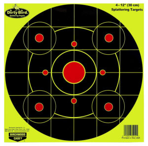 Birchwood Casey 35925 Dirty Bird 12" Bullseye Paper Hanging Pistol/Rifle Black/Yellow 25 Per Pkg