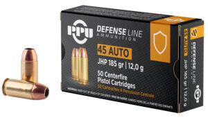 PPU PPD45 Defense .45 ACP 185gr Jacketed Hollow Point 50 Per Box/10 Case