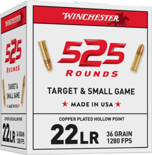 Winchester Ammo 22LR525HP USA .22 LR 36gr Copper Plated Hollow Point 525 Per Box/10 Case *Bulk