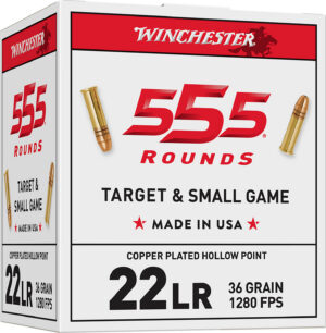 Winchester Ammo 22LR555HP USA .22 LR 36gr Copper Plated Hollow Point 555 Per Box/10 Case *Bulk