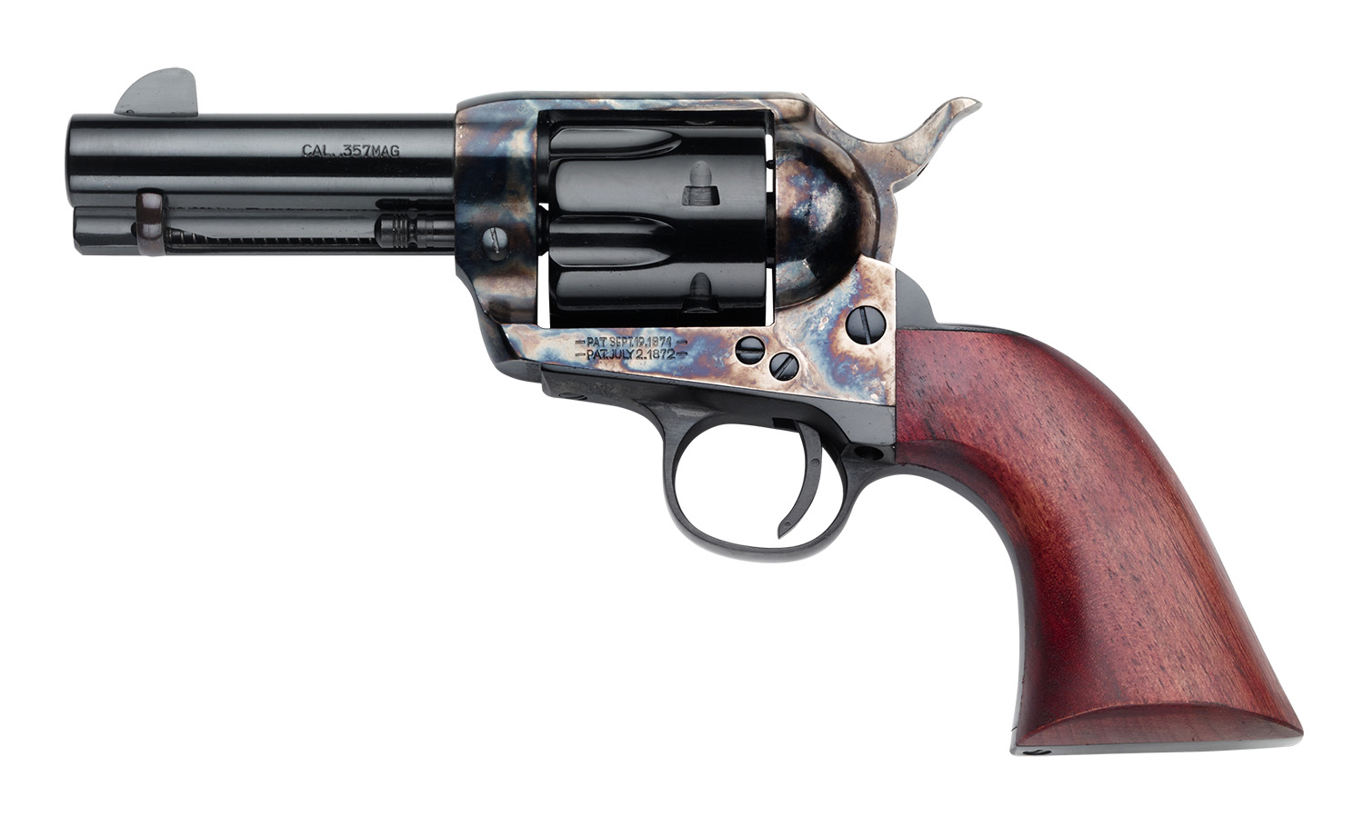 Pietta HF357CHS312NM 1873 Great Western II Posse 357 Mag 6-Round 3.50" Blued Steel Barrel & Cylinder, Color Case Hardened Steel Frame, Walnut Grip, Exposed Hammer