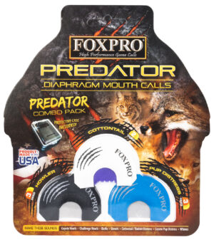 Foxpro COYCOMBO Predator Combo Diaphragm Call Double/Triple Reed Cottontail Sounds Attracts Predators Black/Blue/White 3 Piece