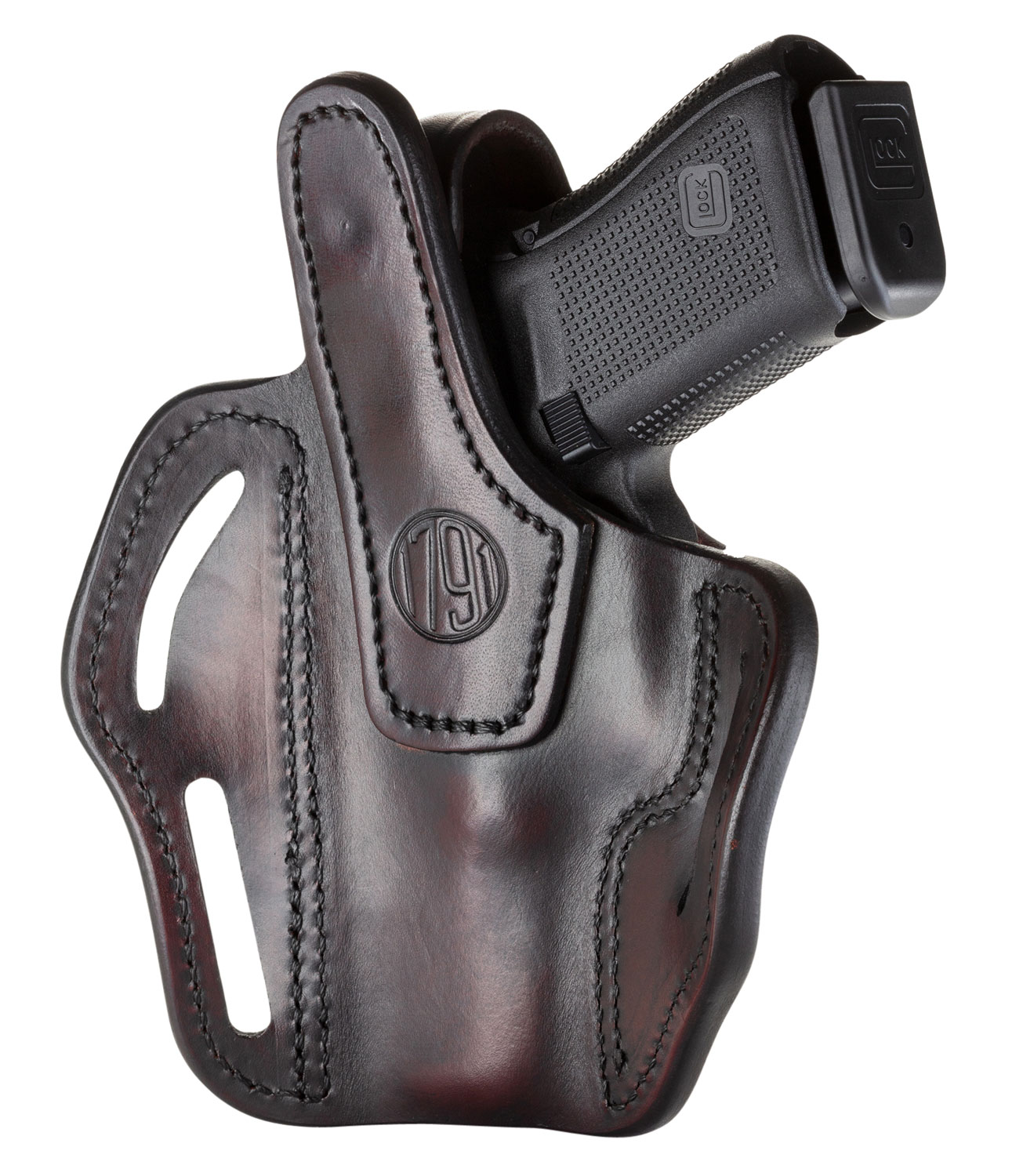 1791 Gunleather BHX3SBRR BHX OWB Size 03 Signature Brown Leather Belt Slide Compatible w/Glock 17/S&W M&P Shield/Sig P228 Right Hand