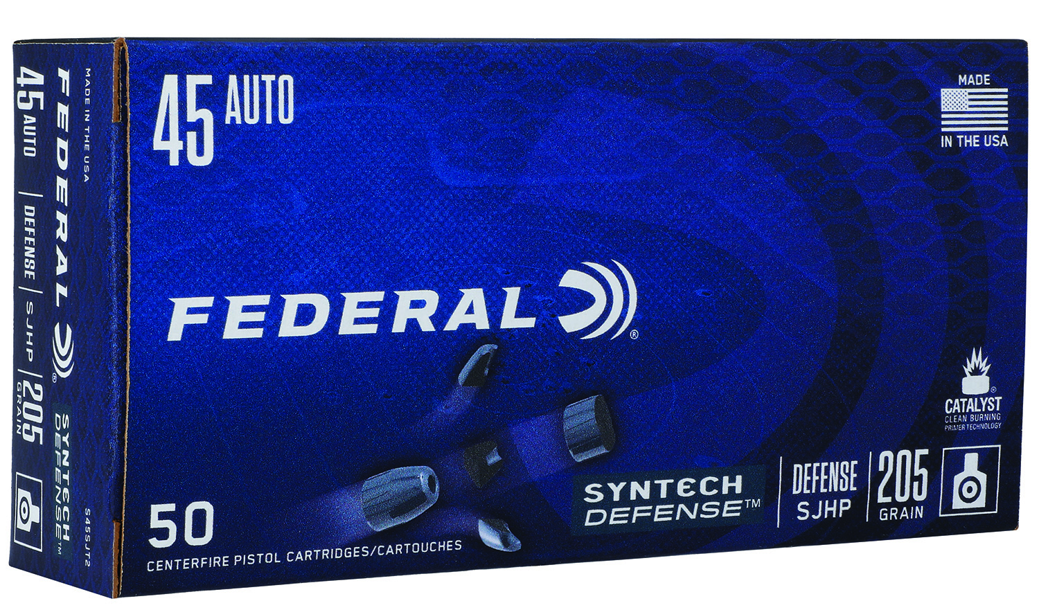 Federal Syntech Defense Handgun Ammunition .45 ACP 205gr SJHP 970 fps 50/ct