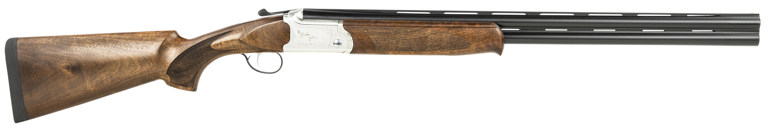 ATI ATIGKOF12SVE26 Cavalry SVE 12 Gauge 3" 2-Round 26" Blued O/U Barrel, Silver Engraved Metal Finish, Oiled Turkish Walnut Stock, Ejector, 5 Chokes