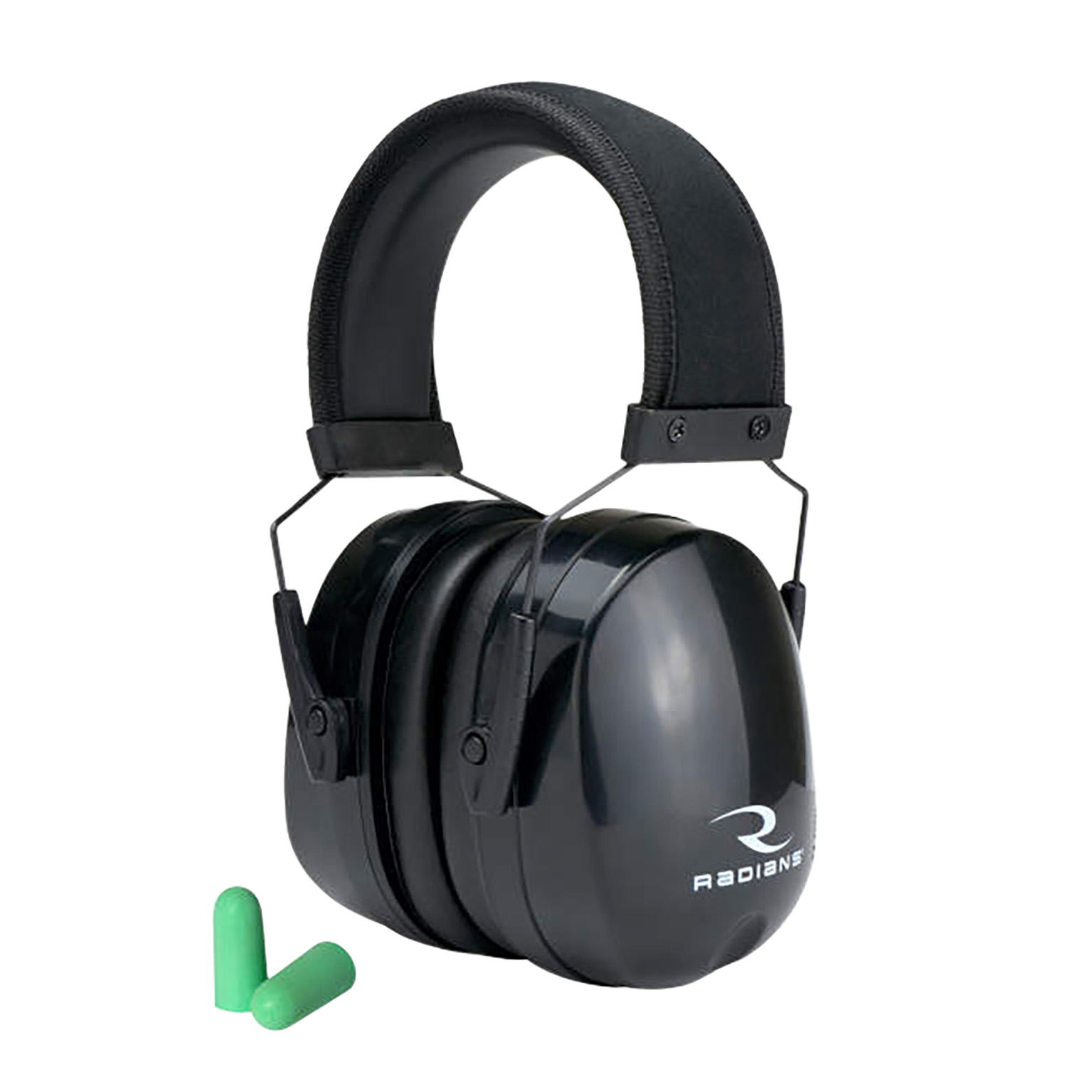 Radians Maximus Passive Ear Muffs 28dB Black with Green Ear Plugs 33dB