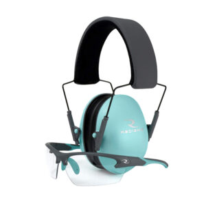 Radians Lowset Ladies Range Combo 21dB Ear Muffs and Charcoal/Teal Shooting Glasses with Clear Lens
