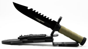 Humvee Adventure Gear HMVKFXB01 Next-Gen Survival Knife 7.50" Fixed Sawback Plain Black Stainless Steel Blade/OD Green Textured Rubber Handle Includes Sheath