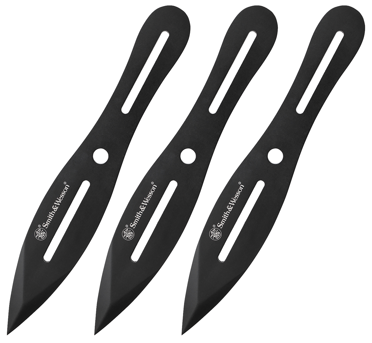Smith & Wesson Knives SWTK8BCP Bullseye Throwing Knives 4.26" Fixed Plain Black Oxide 2Cr13MoV SS Blade, Black Stainless Steel Handle, Includes Sheath, 8" OAL, Set of 3