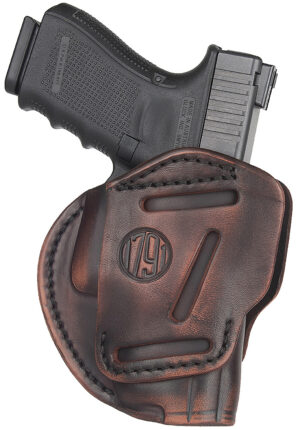 1791 Gunleather 3WH5VTGA 3-Way  IWB/OWB Size 05 Vintage Leather Belt Loop Fits Glock 17 Fits HK VP9 Fits MP9 Ambidextrous Hand
