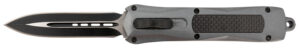Steel River Knives A163BD Spartan 3.50" OTF Dagger Plain Black/Silver 440C SS Blade/ Gray w/Carbon Fiber Inlay Aluminum Zinc Alloy Handle