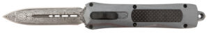 Steel River Knives A163BDD Spartan 3.50" OTF Dagger Plain Damascus 440C SS Blade/Gray w/Carbon Fiber Inlay Aluminum Zinc Alloy Handle