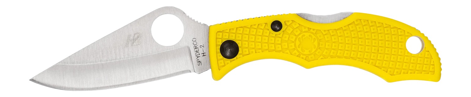 Spyderco LYLP3 Ladybug 3 Salt 1.94" Folding Plain Stonewashed H2 Steel Blade/Marine Yellow Bi-Directional Texturing FRN Handle
