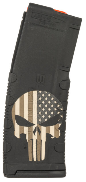 Black Rain Ordnance MAG30PUNISHW/FLAG Magazine 30-Round 223 Rem/5.56 NATO Punisher American Flag Engraving Fits AR-15 Platform