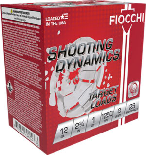 Fiocchi Shooting Dynamics Shotshells 12ga 2-3/4 in 1oz #8 1250 fps 25/ct