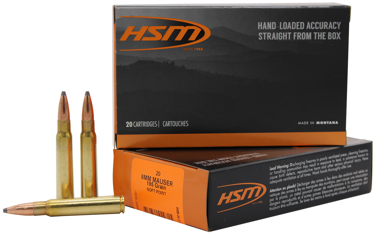 HSM 8MM MAUSER 195GR SOFT - POINT 20-Round 20BX/CS