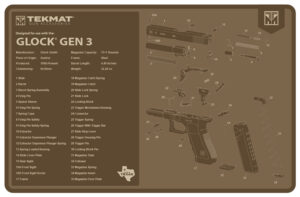 TekMat TEKR17GLOCKG3FDE Glock Gen 3 Cleaning Mat Flat Dark Earth Rubber 11"x17" Glock Gen 3 Parts Diagram