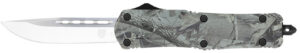 CobraTec Knives MWDFS3DNS FS-3 Medium 3" OTF Drop Point Plain D2 Steel Blade, 4.50" Woodland Camo Aluminum Alloy Handle