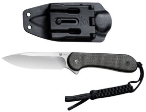 Civivi Knives C2105B Elementum 3.98" Fixed Plain Satin D2 Steel Blade, 4.50" Dark Green Micarta Handle