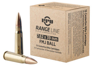 PPU Rangeline Ammunition 7.62x39 123gr FMJ 2350 fps 15/ct
