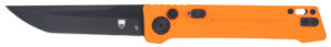 CobraTec Knives CTIFRORG Inferno 3.50" OTF Tanto Plain Black TiCN D2 Steel Blade, 4.75" Blaze Orange Textured Handle