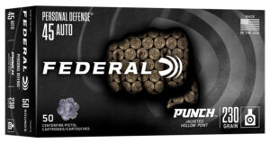 Federal Personal Defense Punch Handgun Ammunition .45 Auto 230gr JHP 890 fps 50/ct