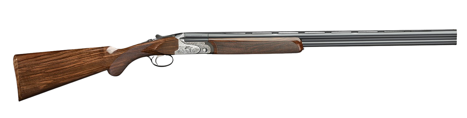 Rizzini USA 2203-1228 Aurum EVO 12 Gauge Break Open 3" 2-Round 28" Black Over/Under Vent Rib Barrel, Coin Anodized Receiver Engraved w/Game Scene, Fixed Turkish Walnut Stock w/Prince of Whales Grip