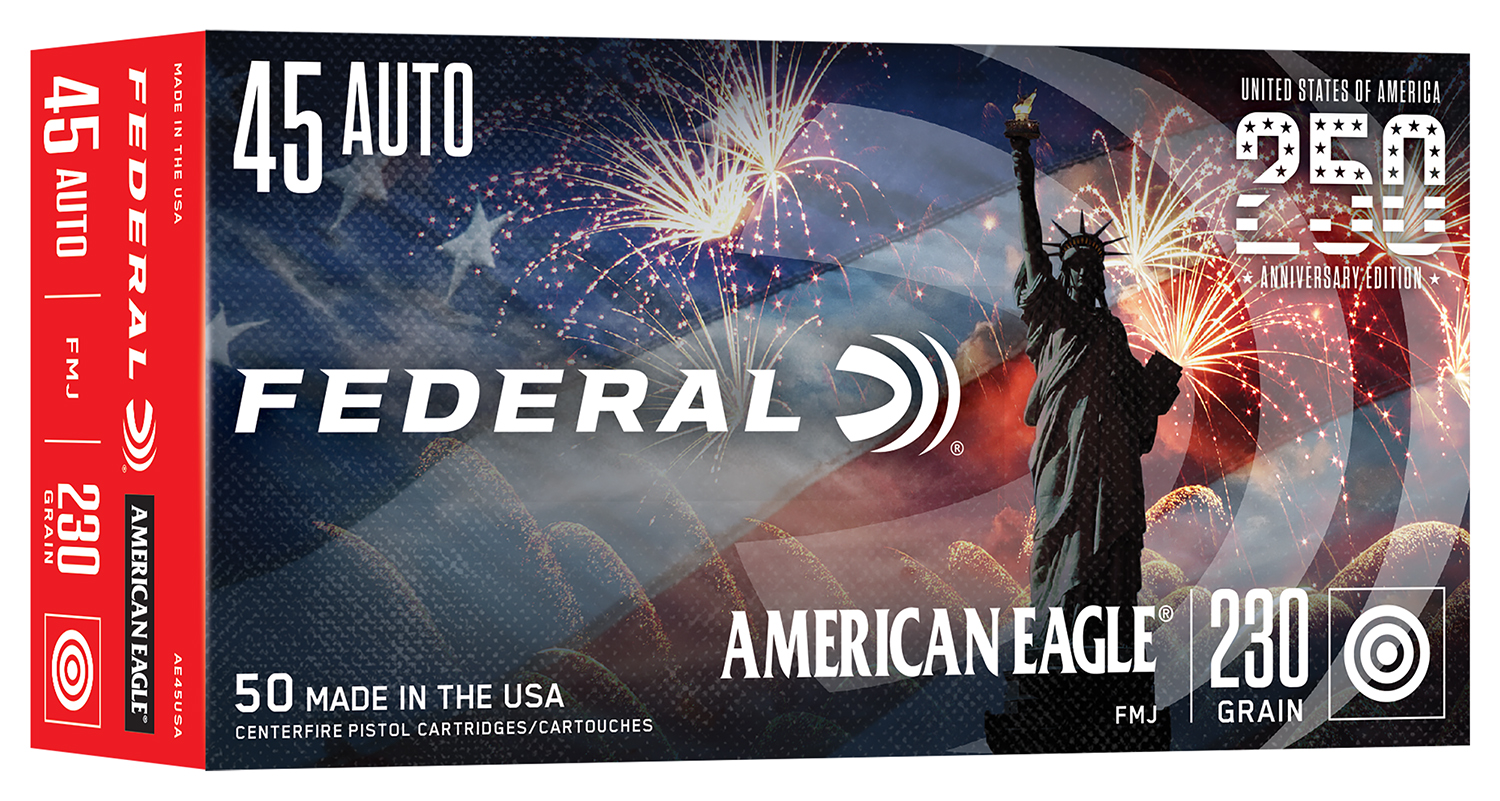 Federal 250th Anniversary USA Handgun Ammunition .45 Auto 230gr FMJ 890 fps 50/ct