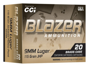 CCI BLAZER BRASS 9mm 115GR JHP 20