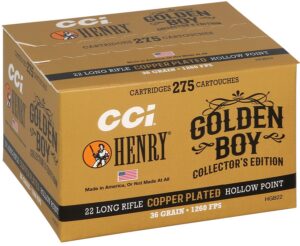 CCI Henry Golden Boy Edition Rimfire Ammunition .22 LR 36gr CPHP 1260 fps 275/ct