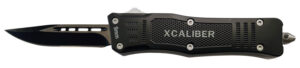 Xcaliber Knife Company 9mm Small 2.75" OTF Drop Point Black 440C SS Blade, 3.91" Steel Handle