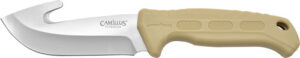 Camillus 19156 Roto 4" Fixed Drop Point/Gut Hook Plain Satin 420 Steel Titanium Bonded Blade, Tan PP/TPR Handle