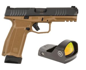 AREX DELTA L OR 9mm 1X17RD 1X19RD AMBI MAG AND SLIDE RELEASE 5X OPTICS PLATES FDE WITH CRIMSON TRACE Red Dot