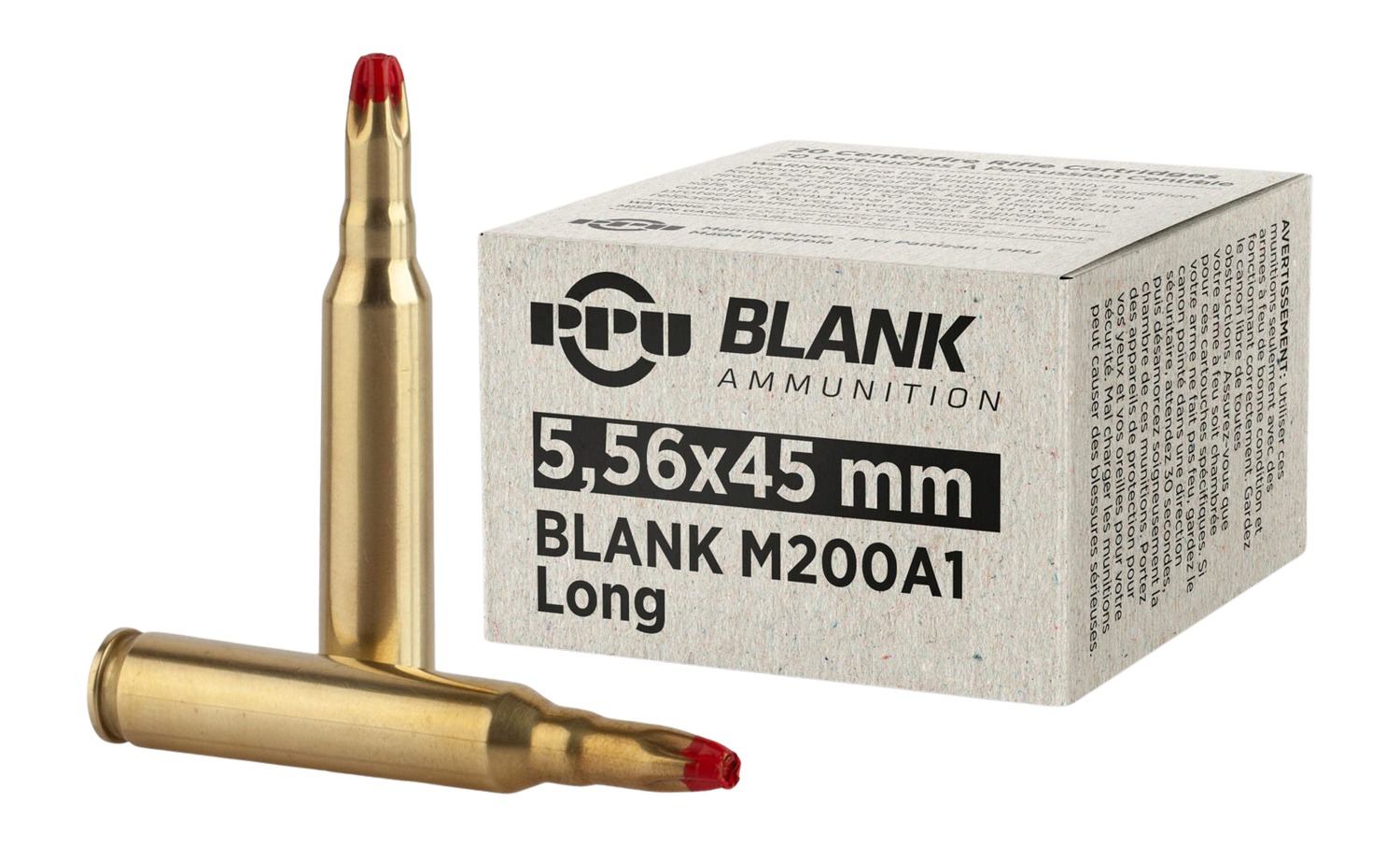 PPU Blank Rifle Ammunition 5.56mm M-200 A1 Blanks 20/ct
