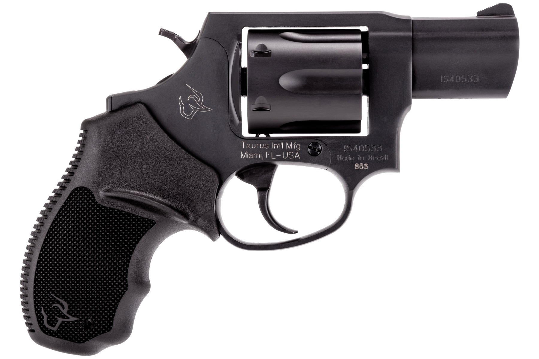 Taurus 2-85621 856 *CA Compliant Small 38 Special +P 6 Shot 2" Matte Black Carbon Steel Barrel, Cylinder & Frame, Black Finger Grooved Rubber Grip, Transfer Bar Safety, Exposed Hammer