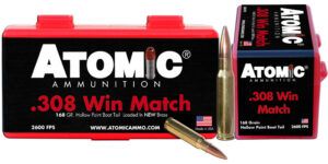 Atomic Ammunition 00426 Rifle Match .308 Win 168gr Hollow Point Boat Tail 50 Per Box/10 Case