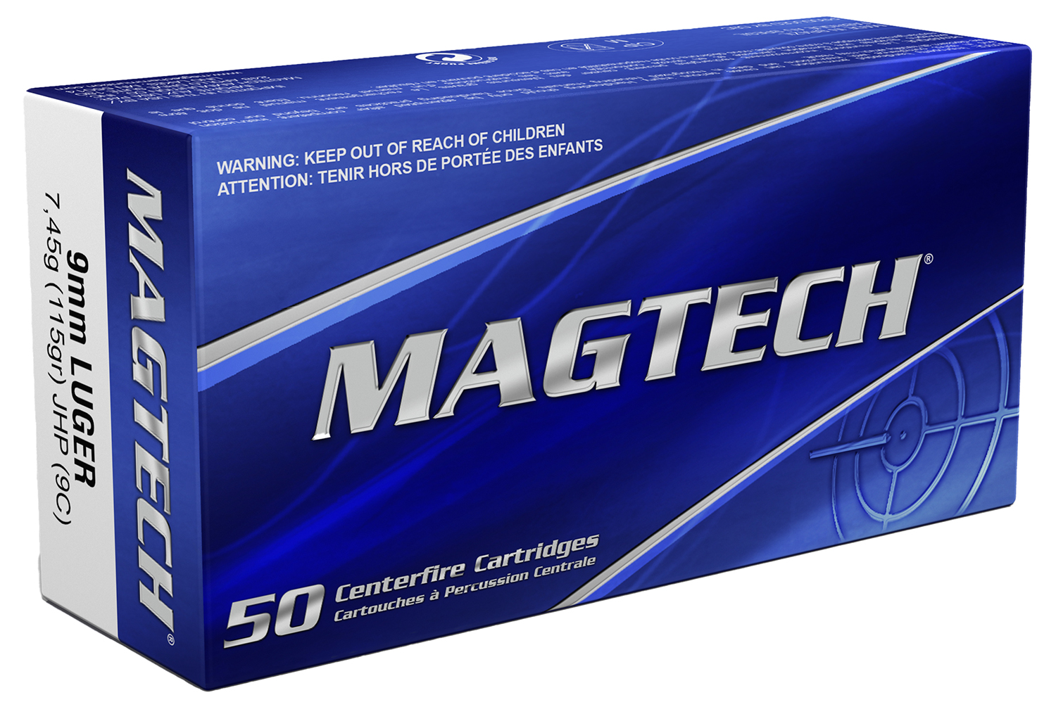 Magtech 9C Range/Training 9mmLuger 115gr Jacketed Hollow Point 50 Per Box/20 Case