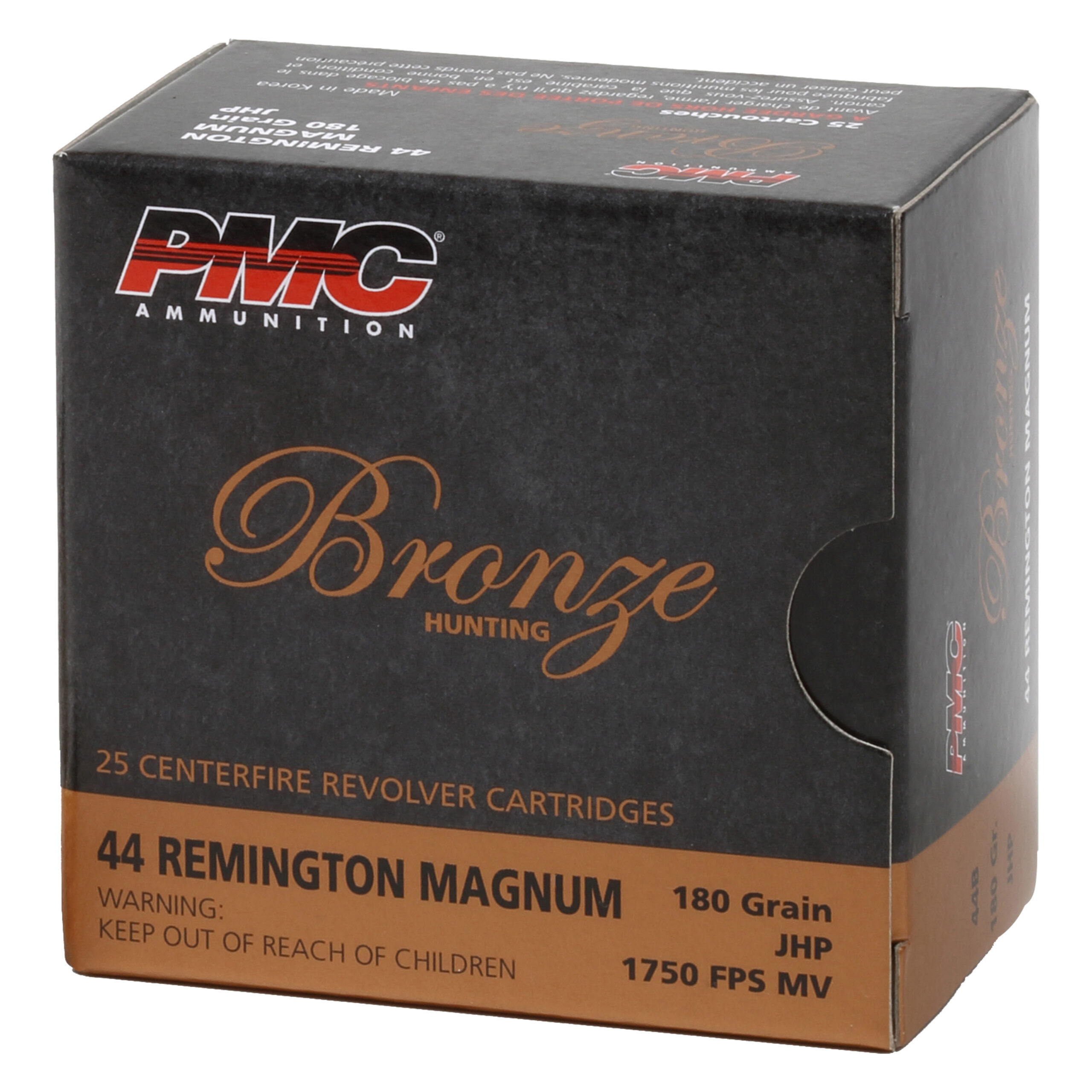 PMC 44B Bronze 44RemMag 180gr Jacketed Hollow Point 25 Per Box/20 Case