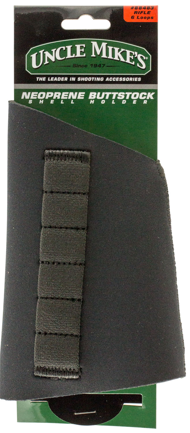 Uncle Mike's 88483 Buttstock Shell Holder Black Neoprene 6-Round Rifle