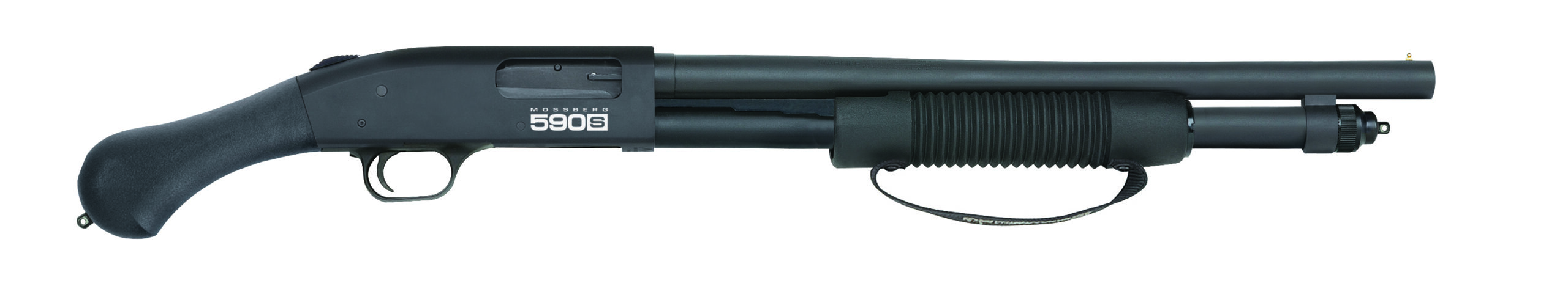 Mossberg 51600 590S Shockwave Full Size Frame 12 Gauge Pump 3" 10+1 18.50" Matte Blued Steel Barrel, Black Anodized Stainless Steel Receiver, Black Raptor Birdshead Grip