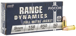 Fiocchi Pistol Shooting Dynamics Handgun Ammunition 9mm Luger 158 gr. FMJ 850 fps 50/ct