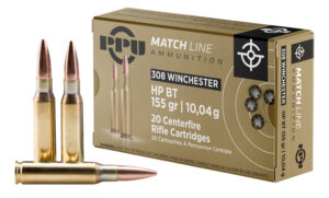 PPU PPM3081 Match .308 Win 155gr Hollow Point Boat Tail 20 Per Box/10 Case