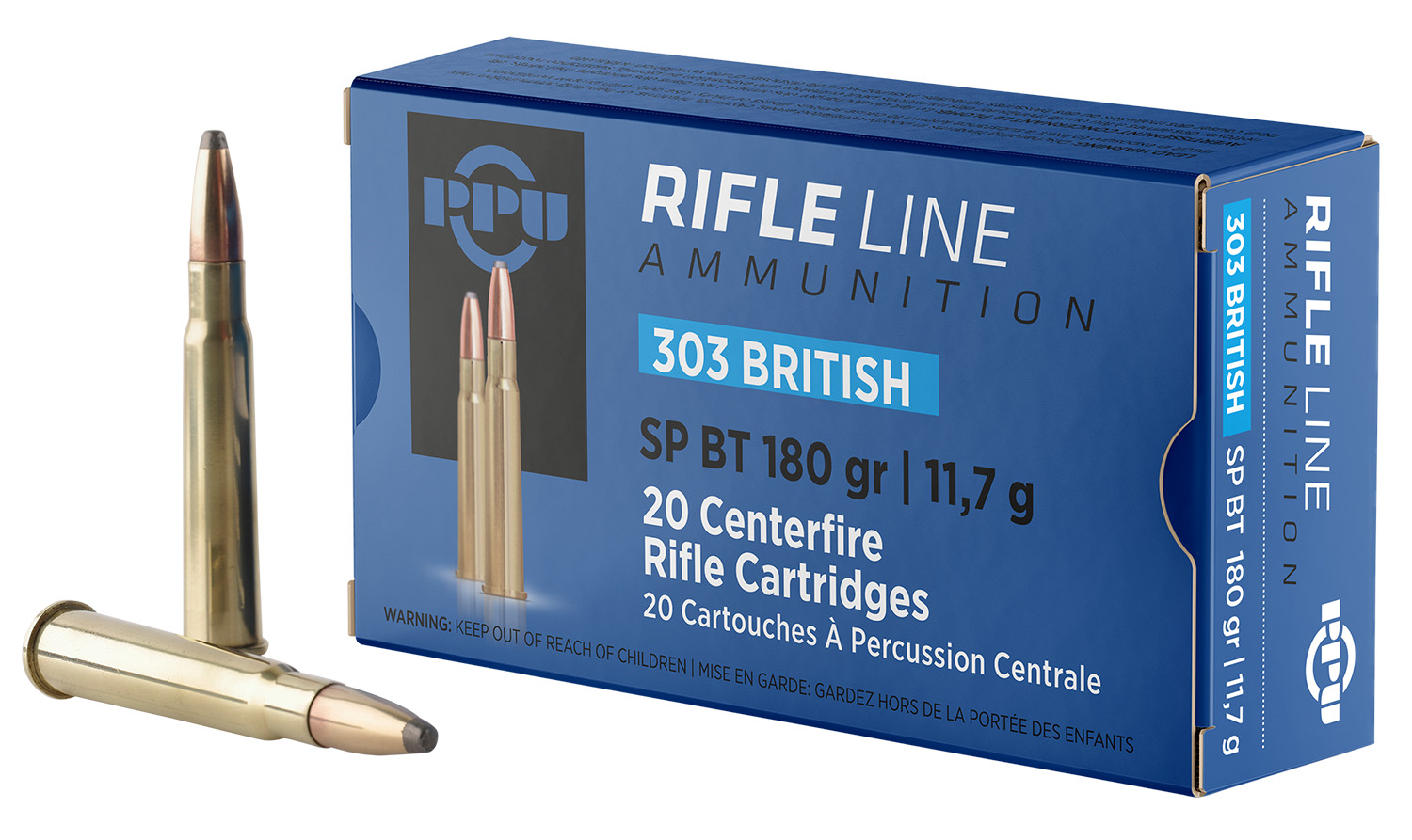 PPU PP303S2 Standard Rifle 303British 180gr Soft Point Boat Tail 20 Per Box/10 Case